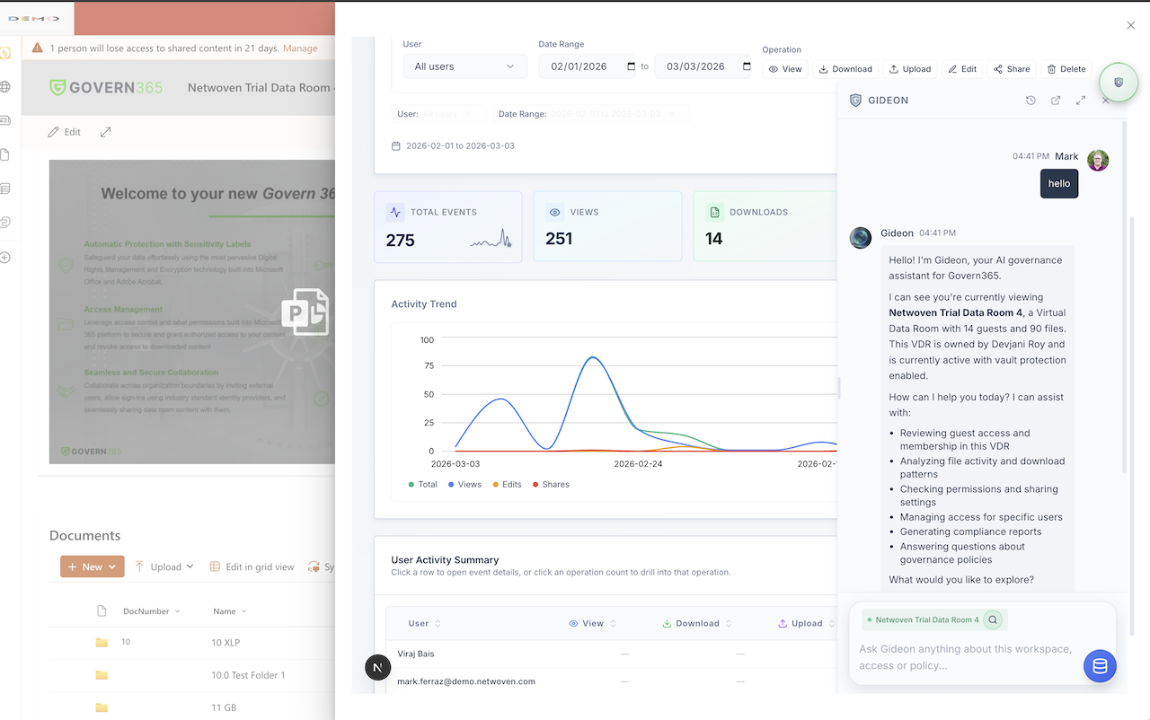 Govern 365 VDR management in SharePoint